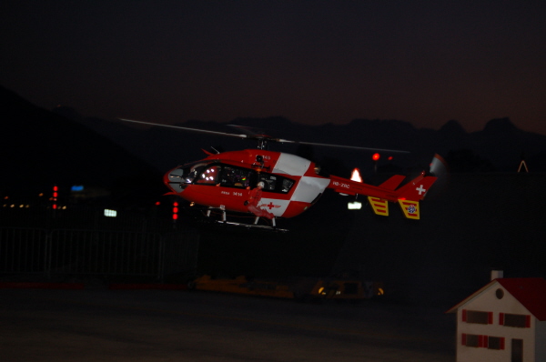 Das EC145 Modell startet ab Helibasis Bern-Belp