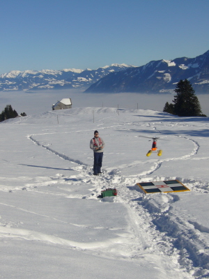 Andreas mit Sceadue und Schnee-Schwimmern